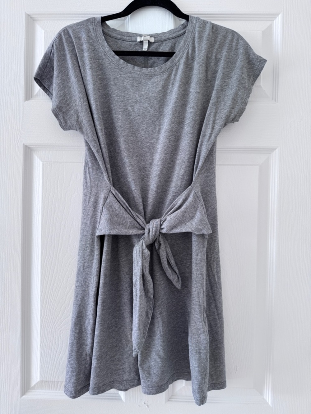 Joie Womens Short Sleeve Tie Belted Shirt Dress Gray Cotton Size M Medium